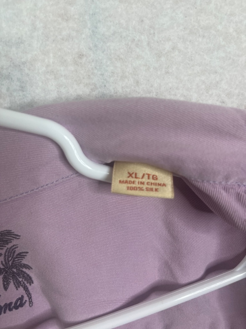 Tommy Bahama 100% Silk Button Down Shirt Purple Short Sleeve XL - Picture 4 of 5